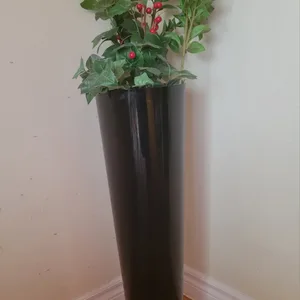 Tall Black Glass Floor Vase