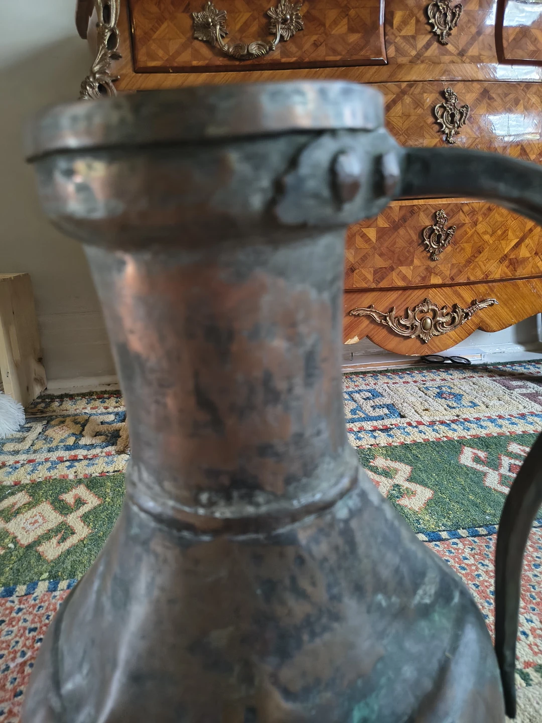 Antique Copper Pitcher with Handle - photo 2