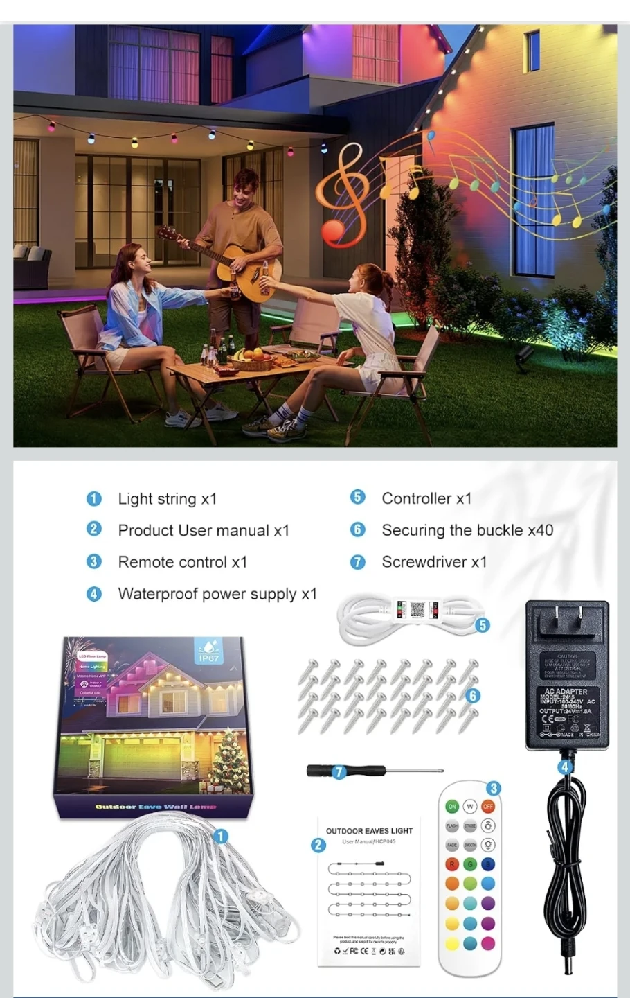 New Permanent Outdoor Lights for House, 150ft RGB+IC Smart - photo 5