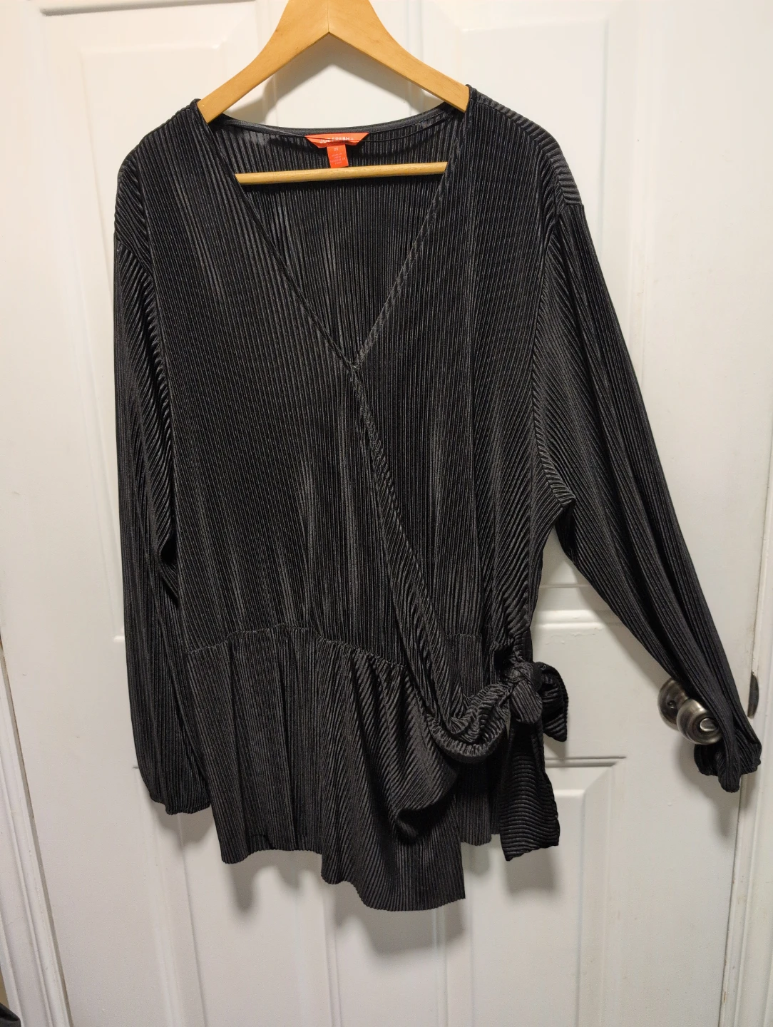 rbvj brand grey pleated wrap top