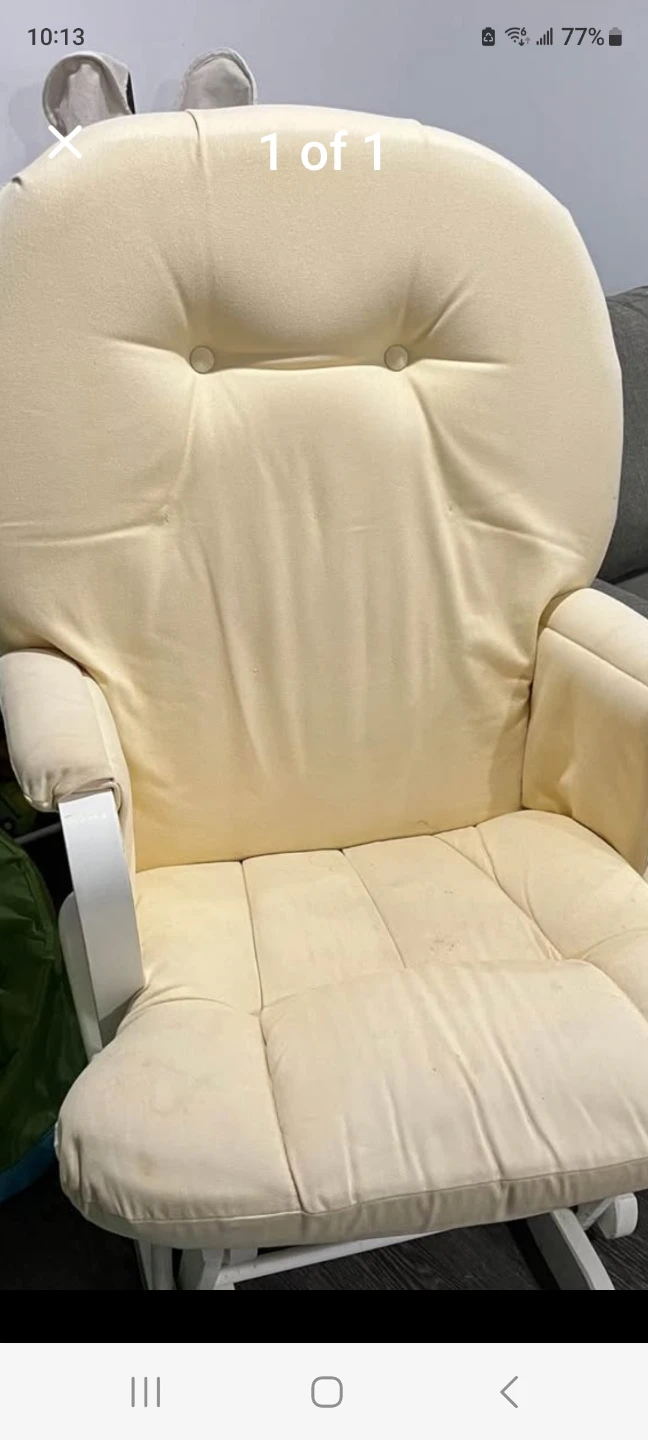White Glider Rocking Chair with Cream Cushions