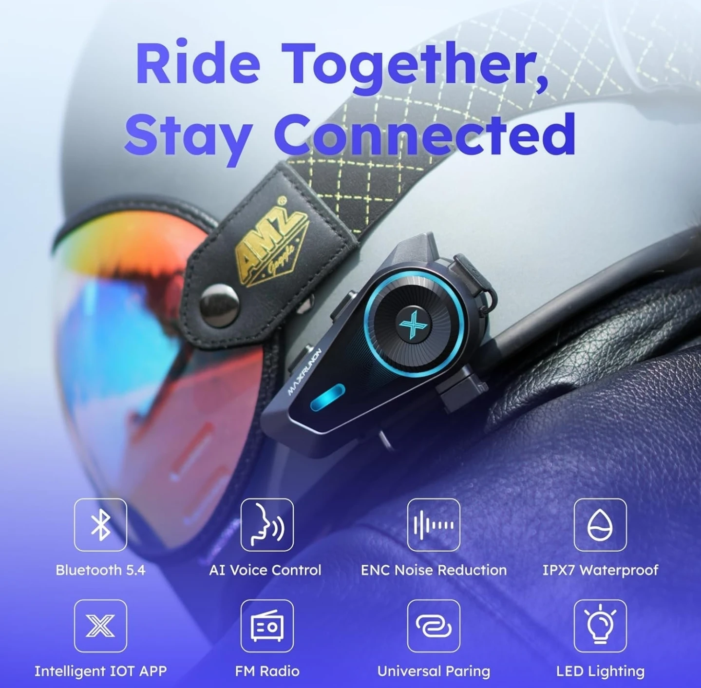 MAXRUNON Bluetooth Motorcycle Helmet Intercom - photo 2