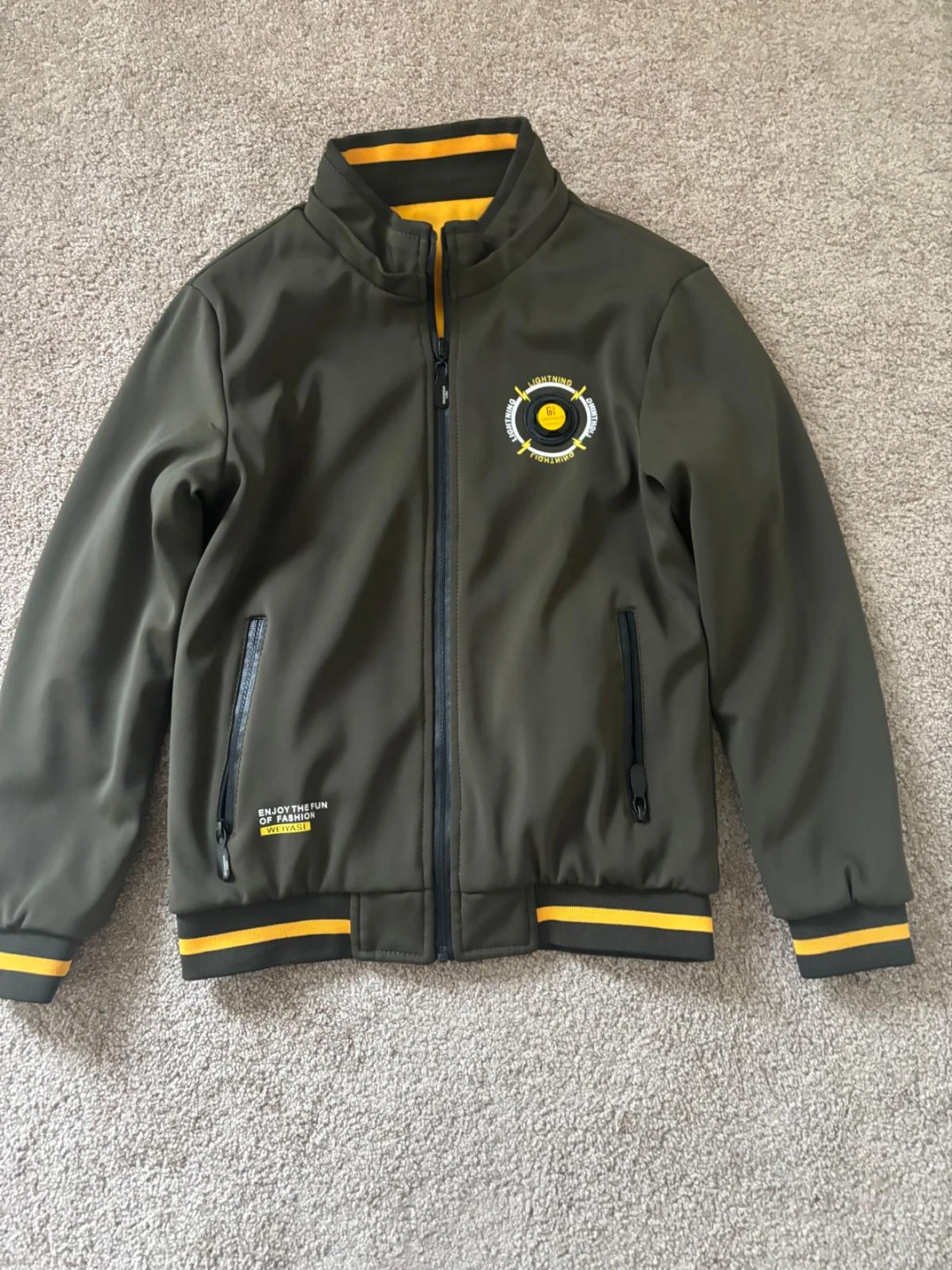 Green & Yellow Bomber Jacket Size Small - photo 3