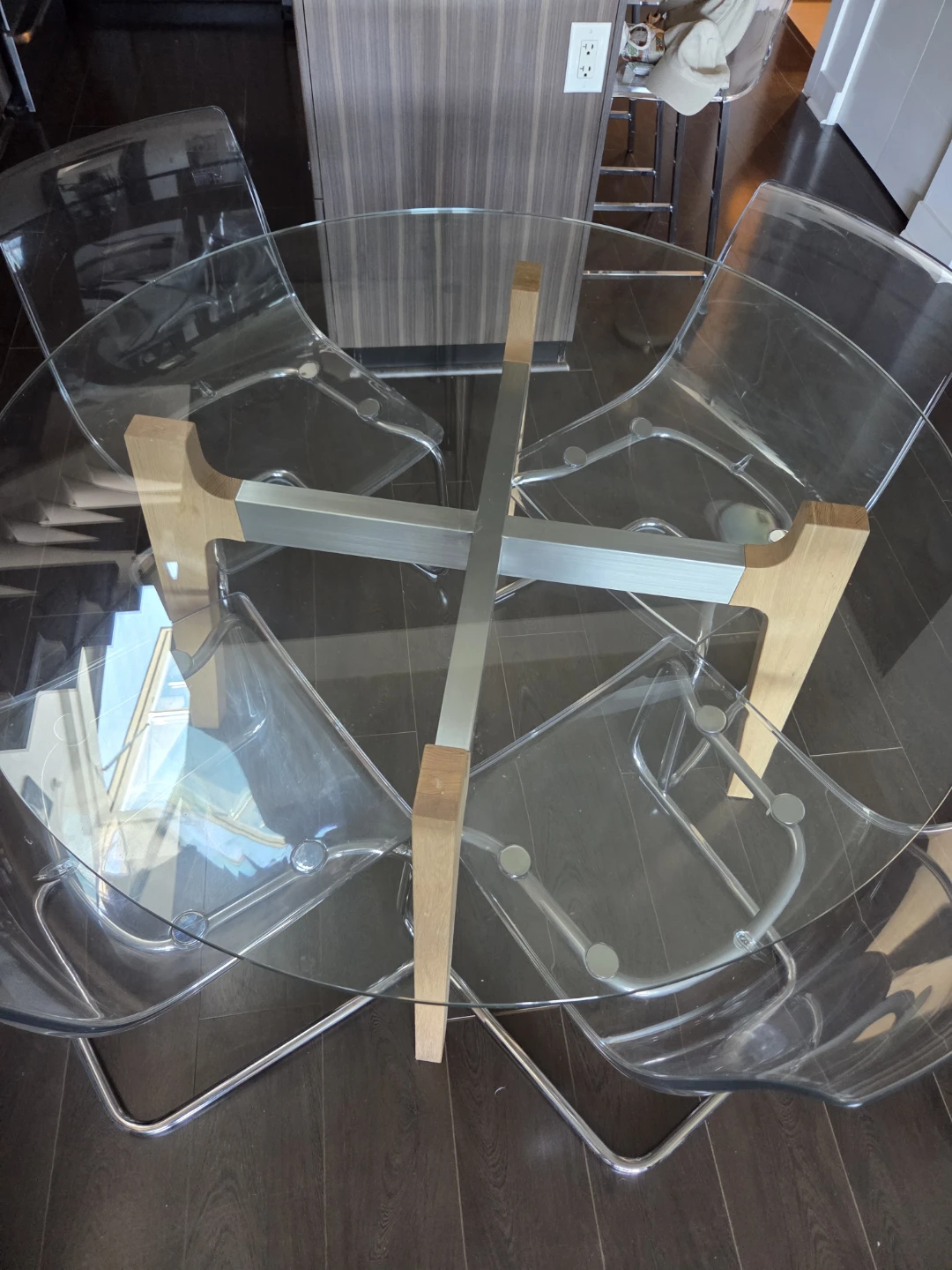Glass Dining Table with 4 chairs