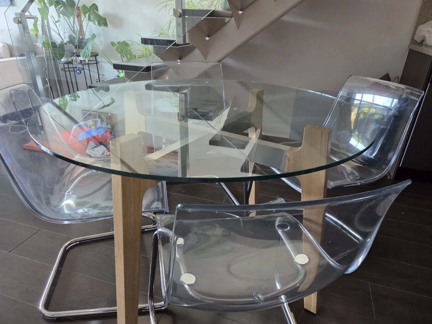 Glass Dining Table with 4 chairs - photo 2