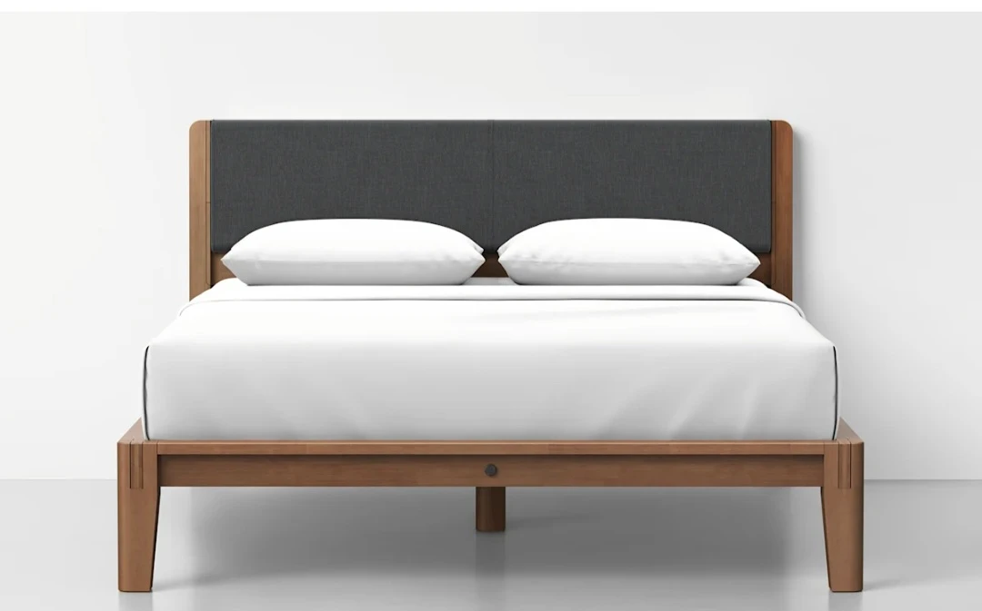 Thuma Wooden bed frame with upholstered headboard + Cushion