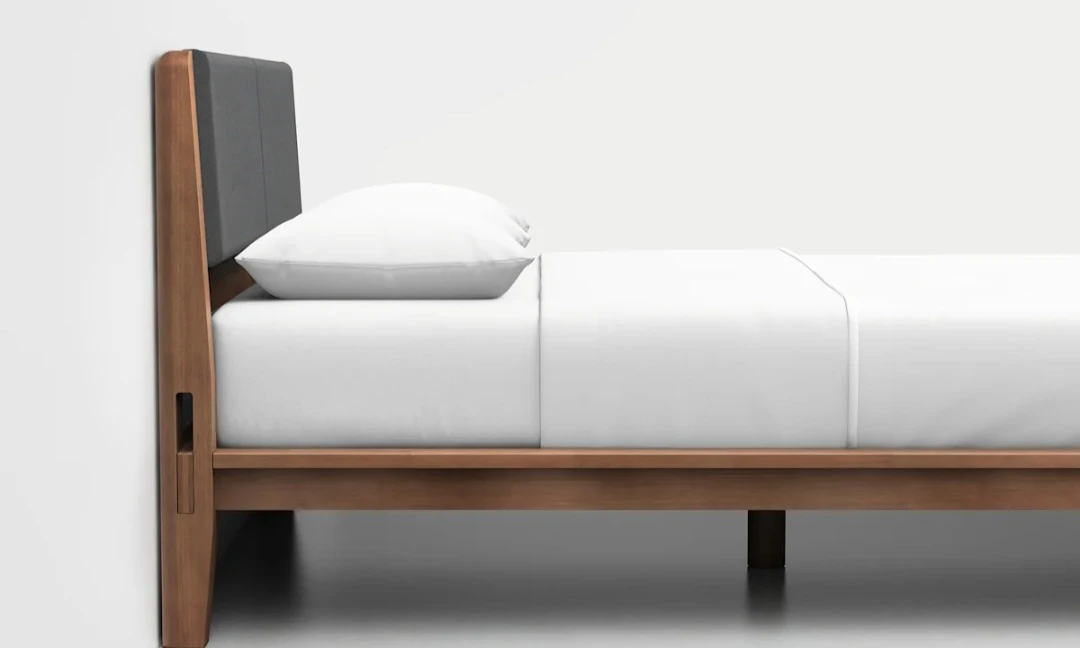 Thuma Wooden bed frame with upholstered headboard + Cushion - photo 2