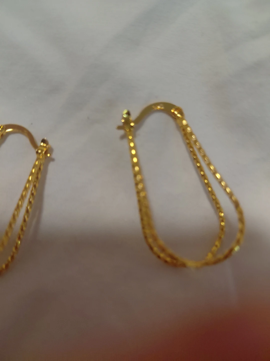 Gold Tone Dangle Hoop Earrings 18k