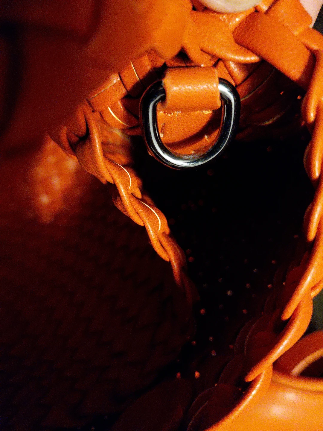 Orange Woven Handbag with Pouch - photo 5