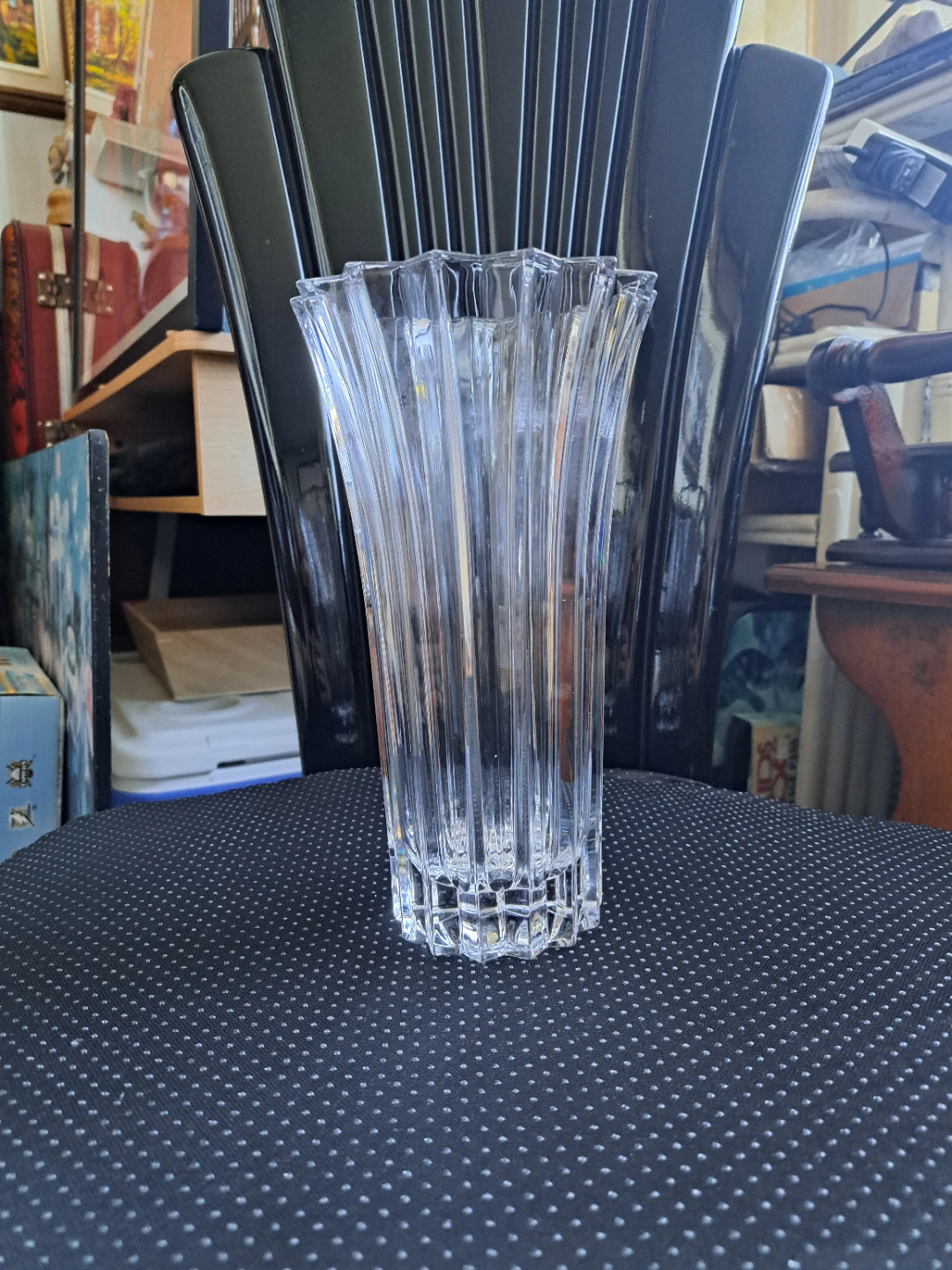 Clear Glass Fluted Vase