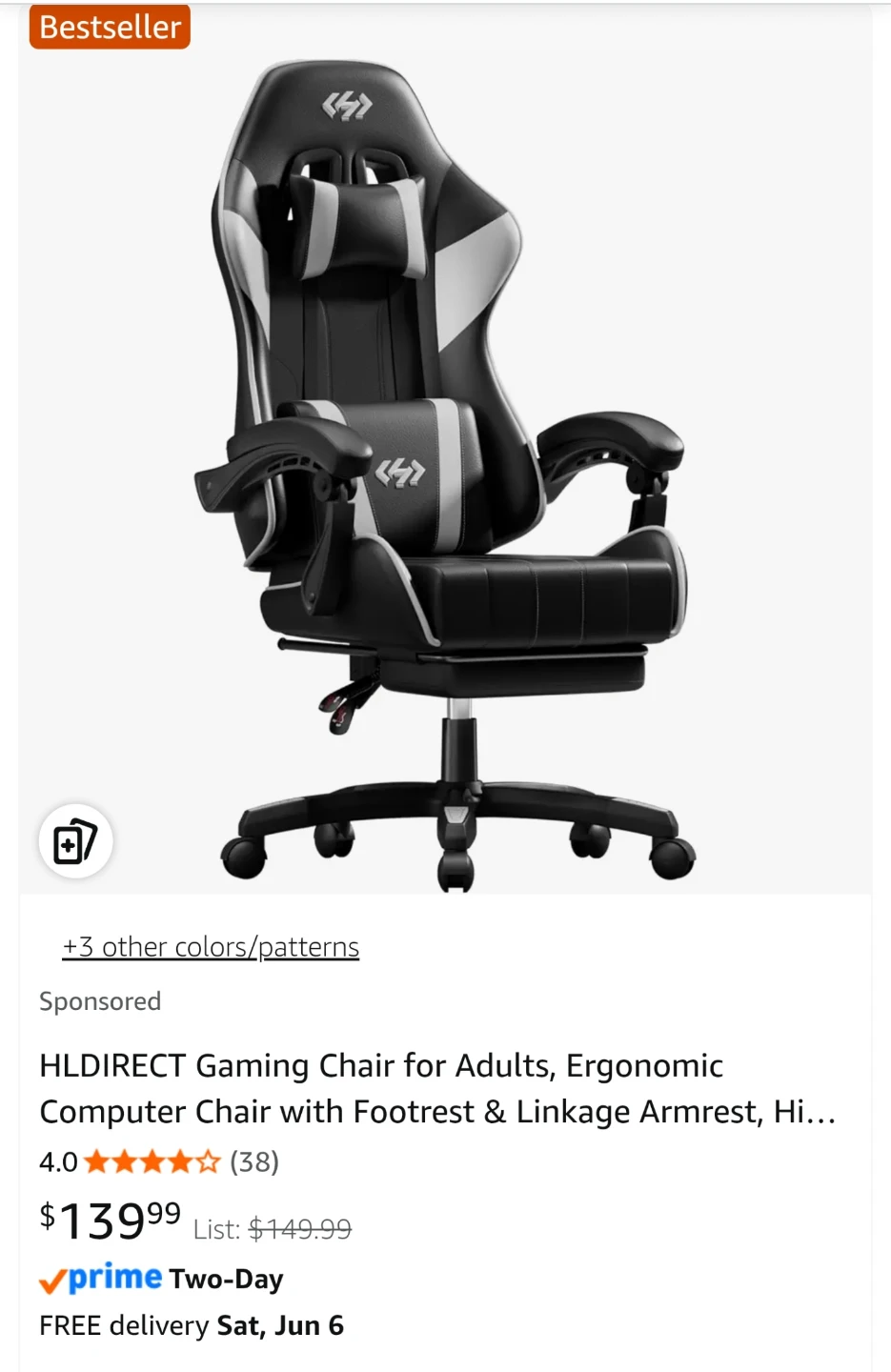 [Box Packed] - Brand New Black Gaming Chair with Footrest - photo 3