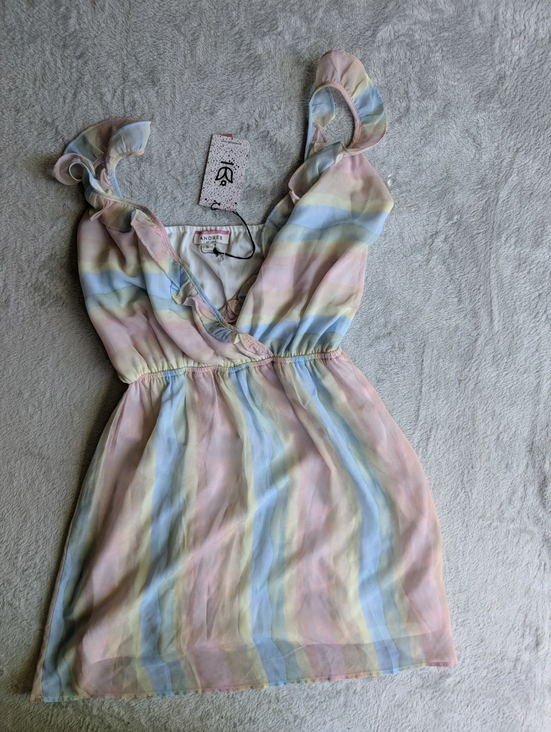 ⚽ANDRÉE BY UNIT Rainbow Striped Ruffle Dress - Size S - photo 5