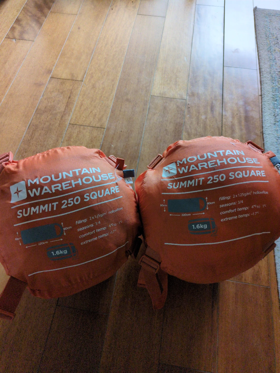 Mountain Warehouse Sleeping Bags (x2, left/right zip)