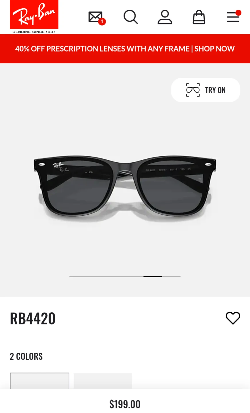 Ray-Ban black sunglasses (never worn, no damages)