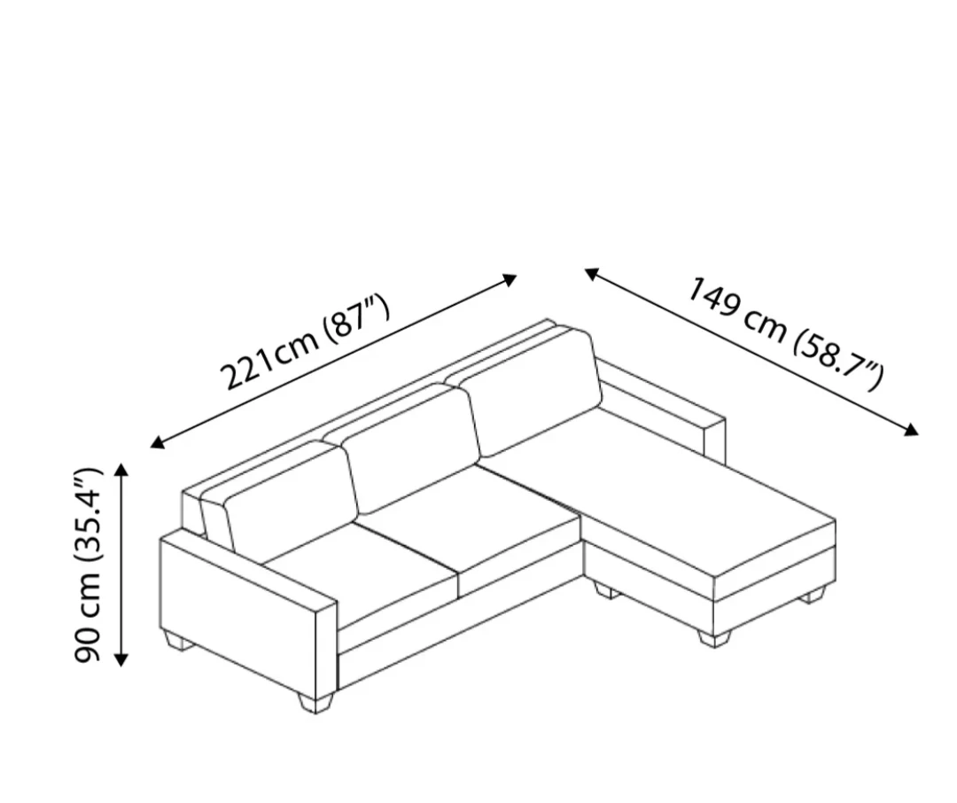 Grey Sectional Sofa Couch - photo 2