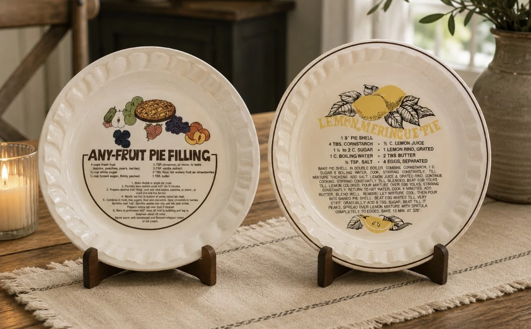 Vintage Pie Plate with Recipes
