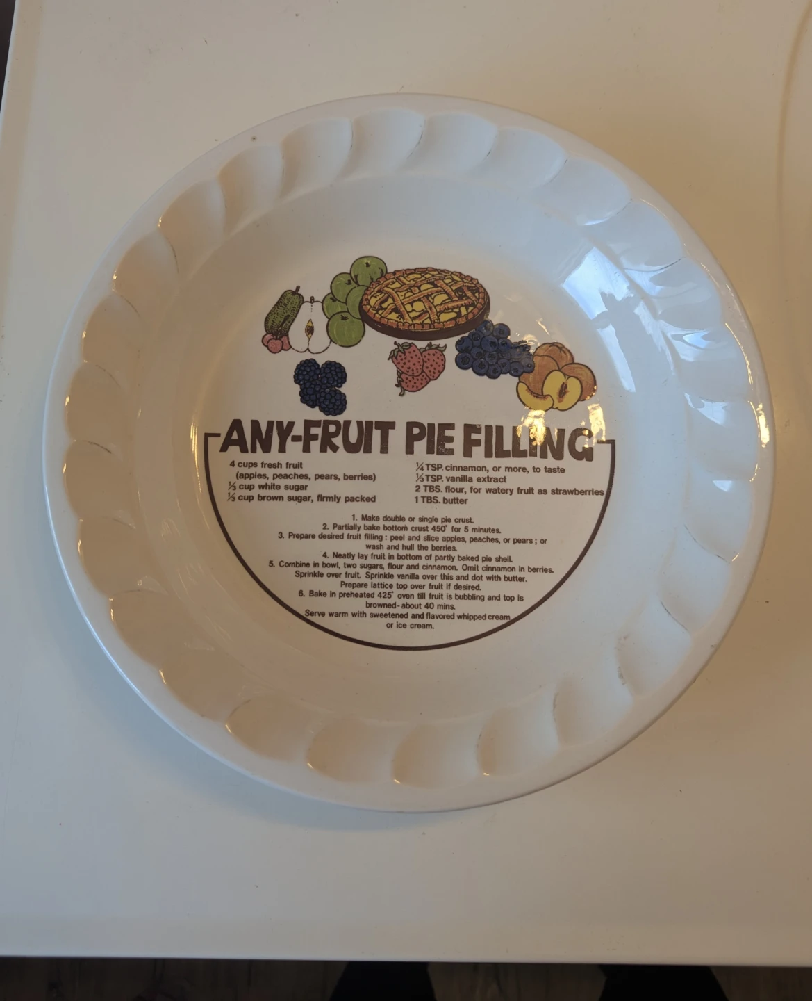 Vintage Pie Plate with Recipes - photo 3