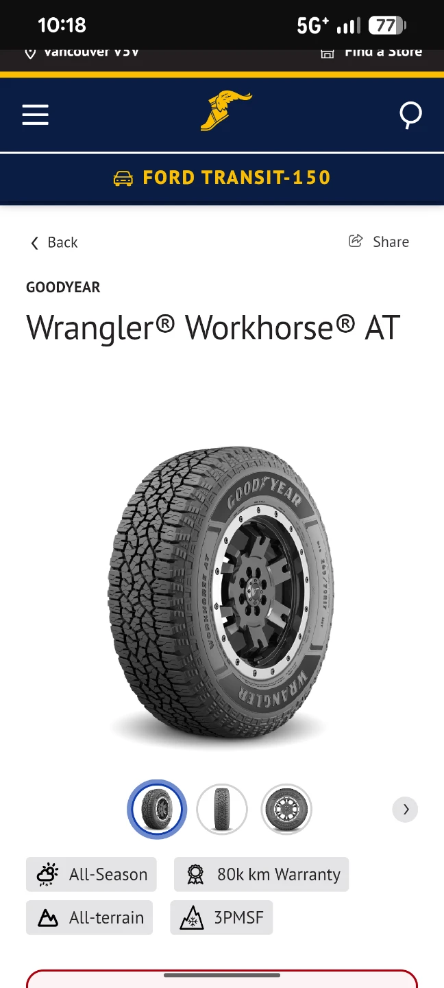 Goodyear Workhorse 235/65R16 ( 50-60% tread )