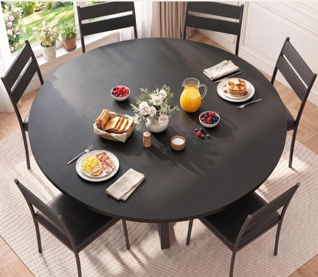 Round Dining Table with Metal Base - photo 2