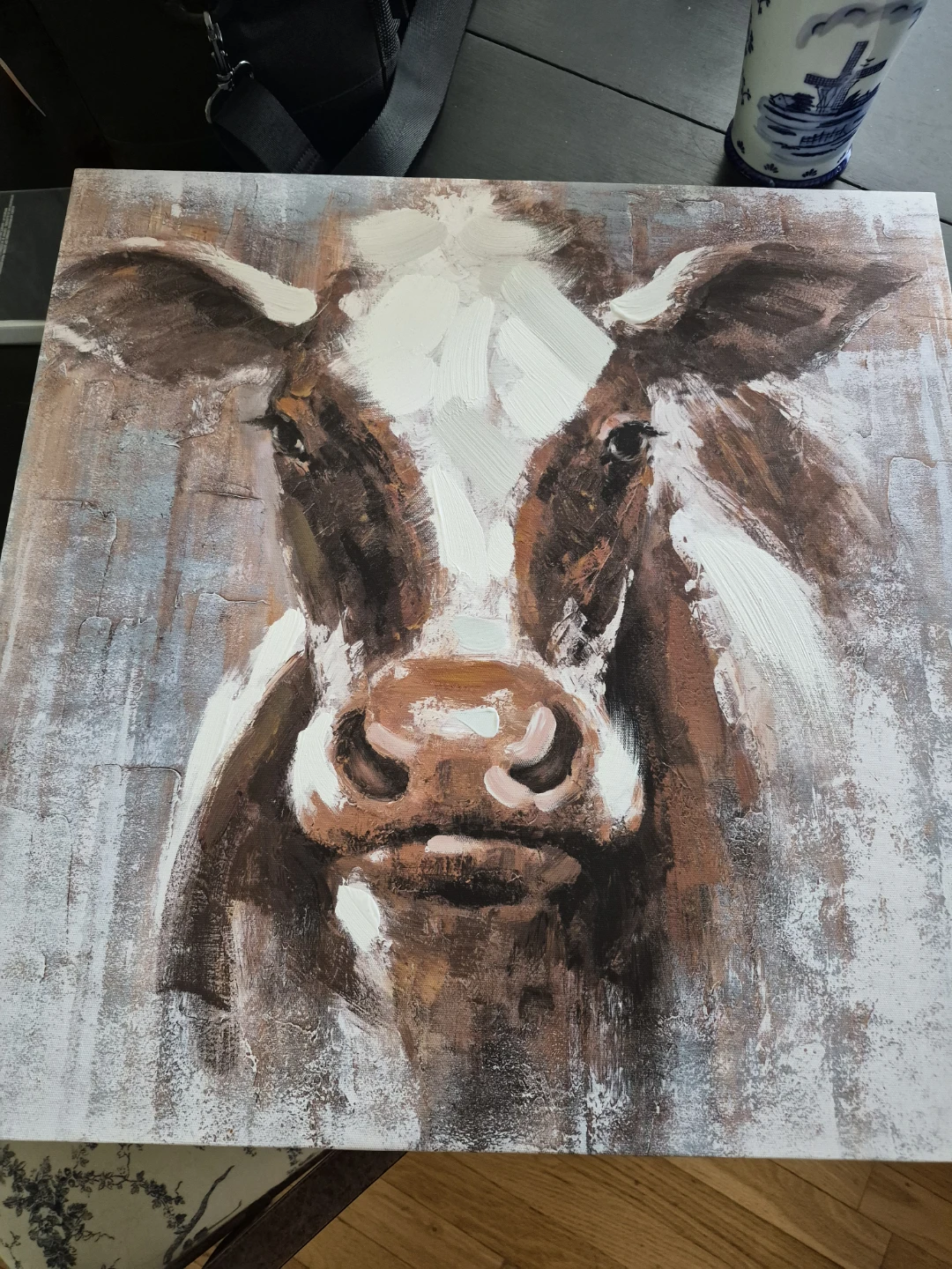 Farmhouse Cow Portrait Canvas Wall Art