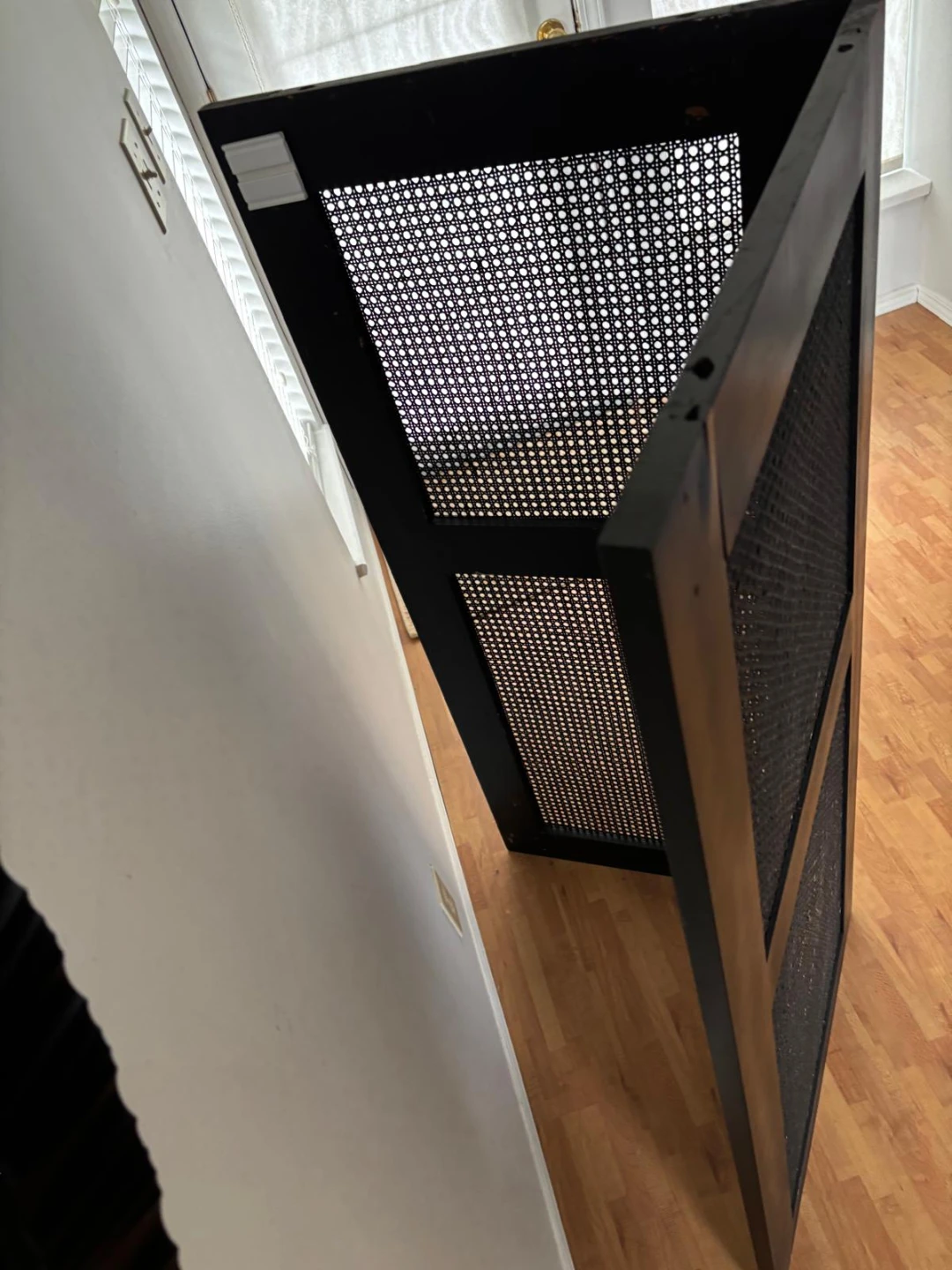 Black Wood Cane Room Divider Screen - photo 2