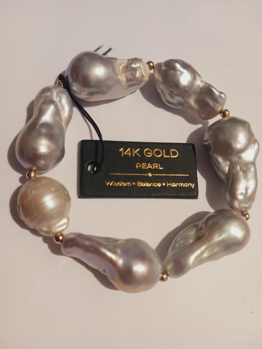 14K Gold Beads South Sea Baroque Pearl Bracelet