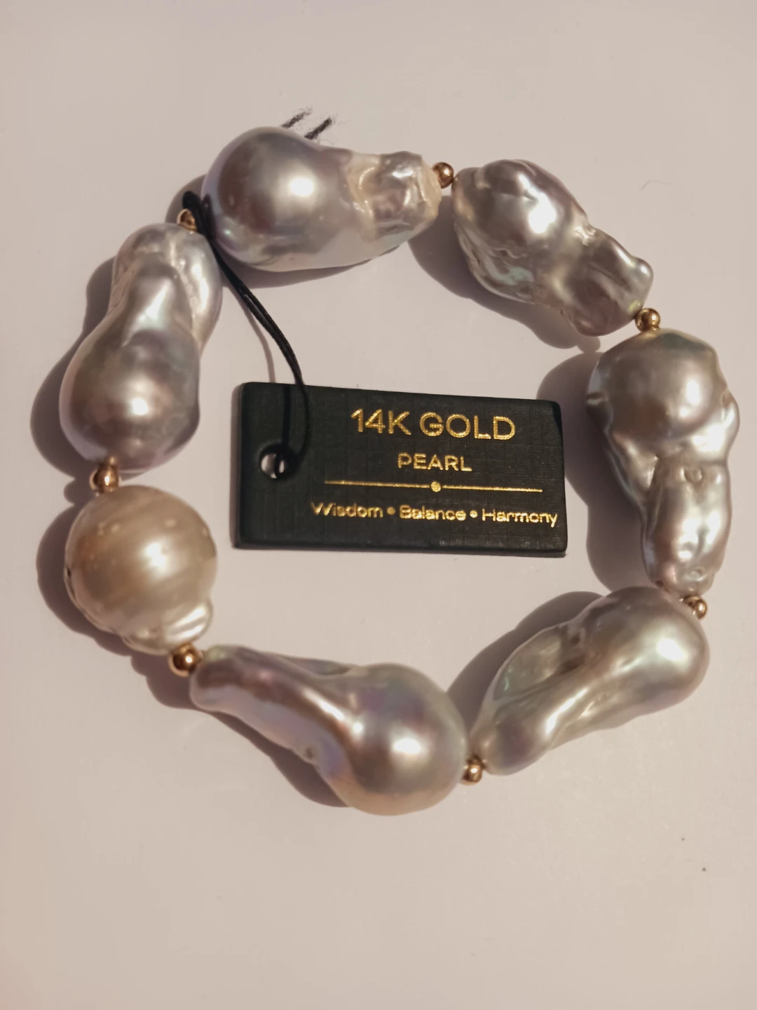 14K Gold Beads South Sea Baroque Pearl Bracelet - photo 2