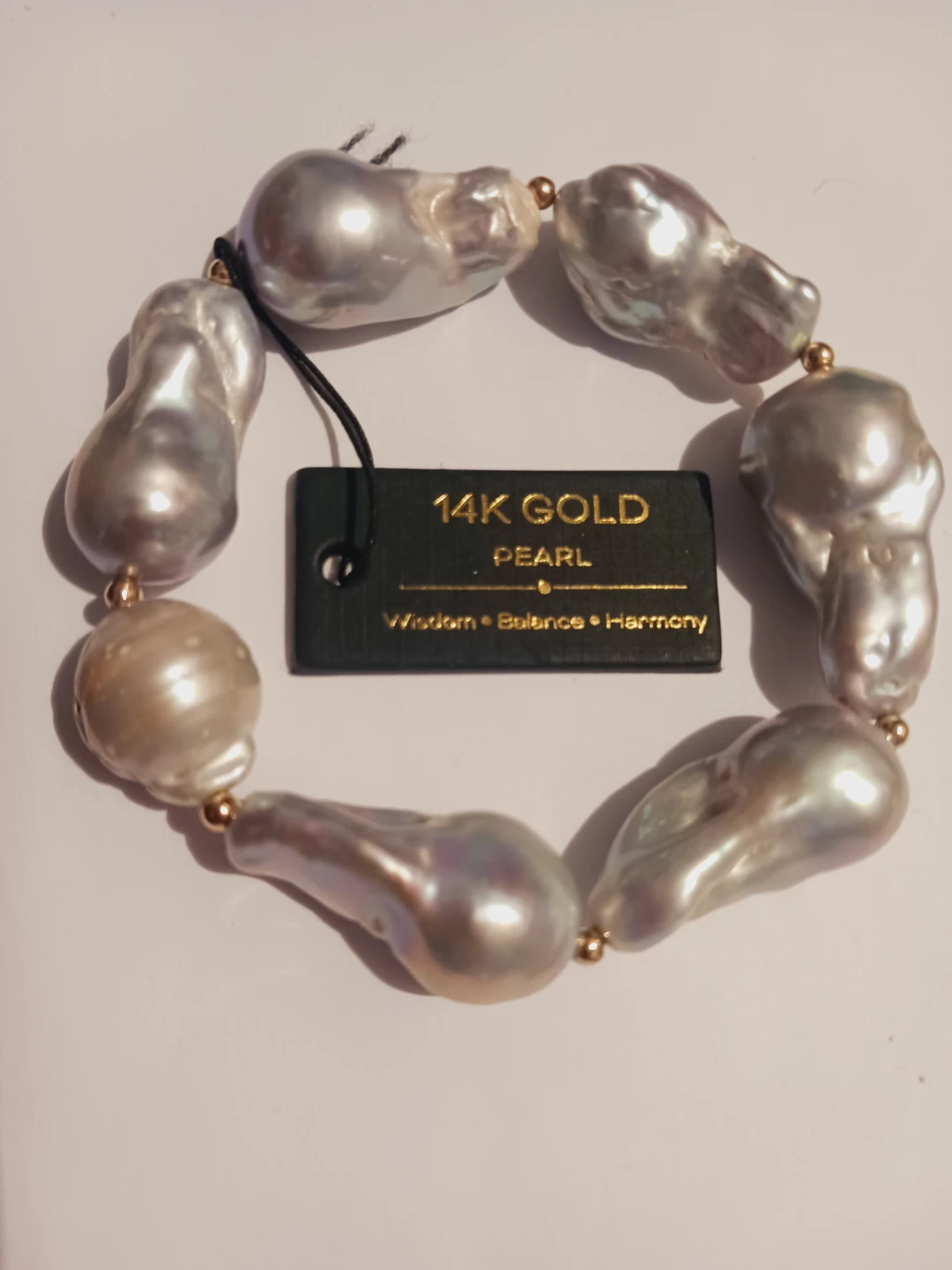 14K Gold Beads South Sea Baroque Pearl Bracelet - photo 3