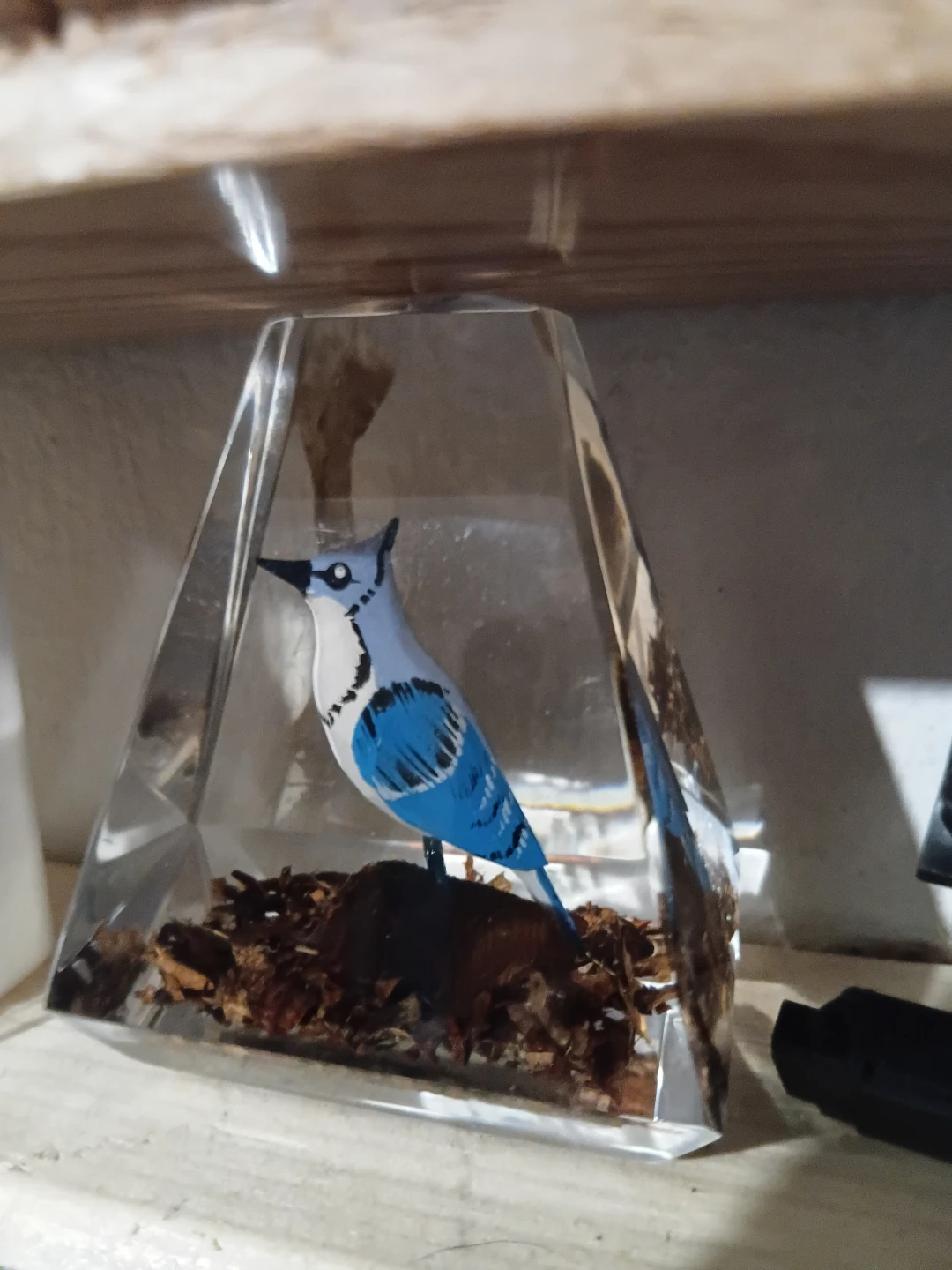 Hand-Painted Resin Blue Jay Sculpture - photo 2