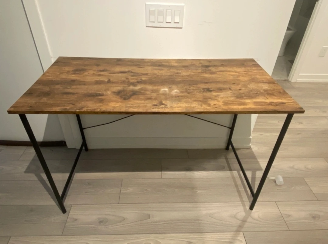 Desk with Metal Legs and Rustic Wooden Look Table Top