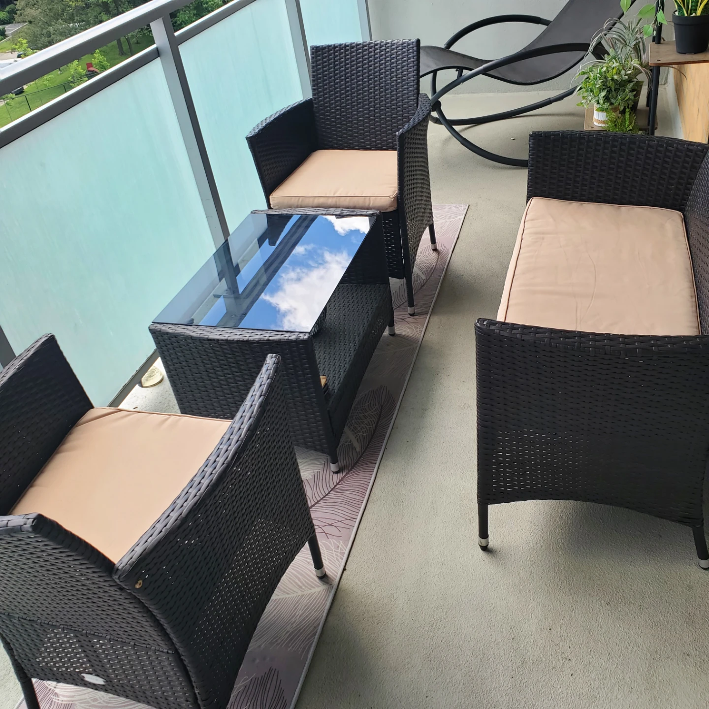 Wicker Patio Set with Glass Table - photo 2