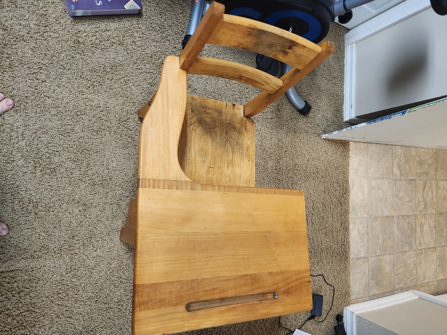 Vintage Wooden School Desk Chair - photo 3