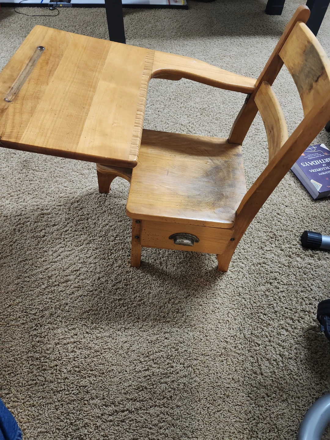 Vintage Wooden School Desk Chair - photo 4