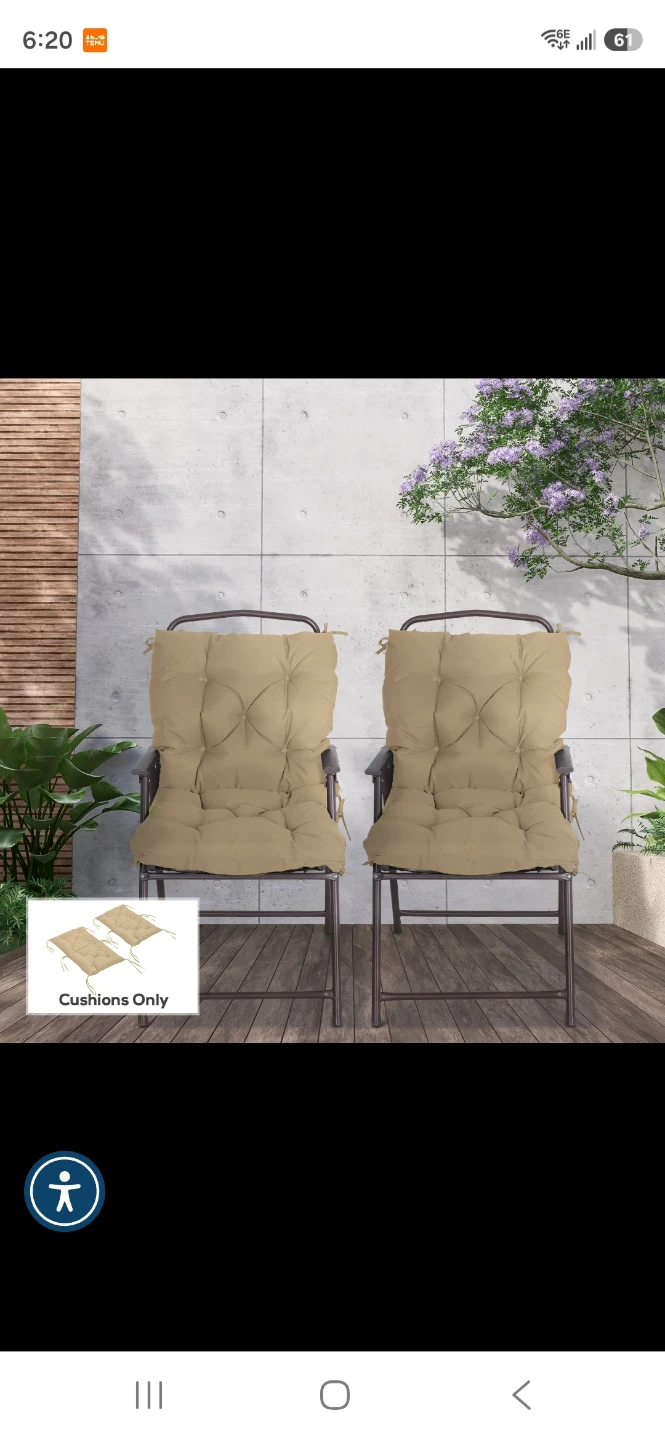 Set of 2 Beige Tufted Chair Cushions - photo 3