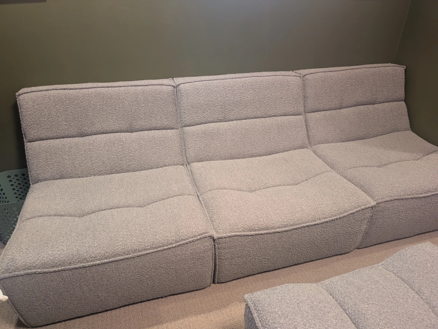 4-piece Modular Sectional Sofa Grey Boucle with Ottoman