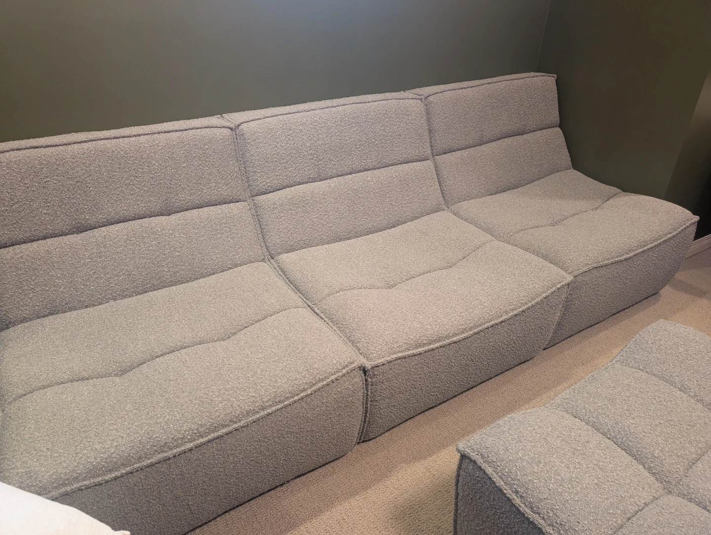 4-piece Modular Sectional Sofa Grey Boucle with Ottoman - photo 2