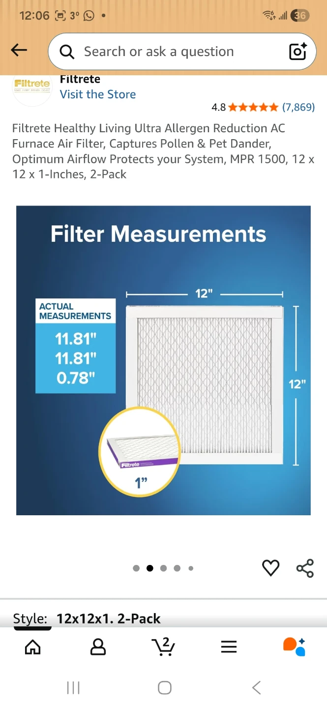 Filtrete 1500 MPR MERV 12 Air Filters (2-Pack) - photo 2