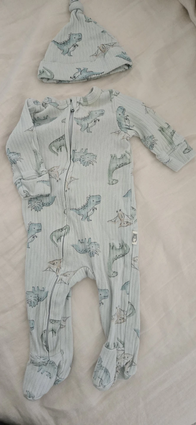 Organic Cotton Baby Sleepsuit and Hat Set