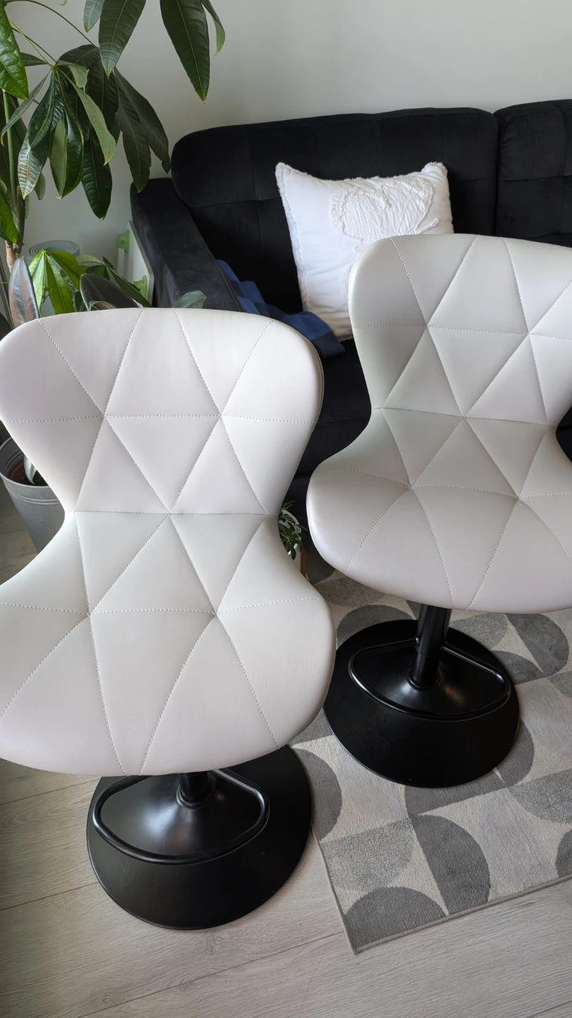 2 Grey Faux Leather Swivel Bar Stool Pair with Adjustable Height - photo 5