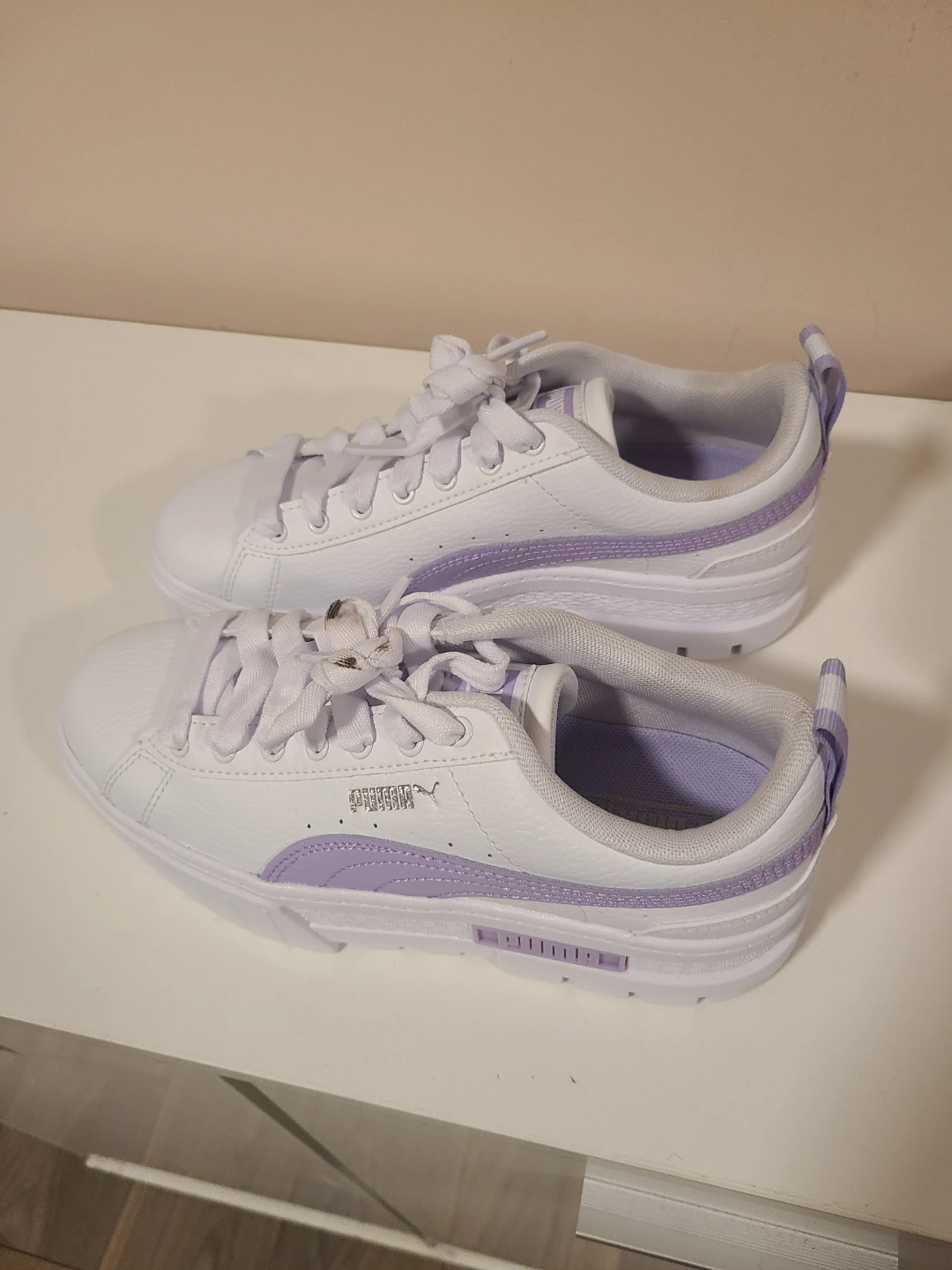 Puma White and Lavender Sneakers