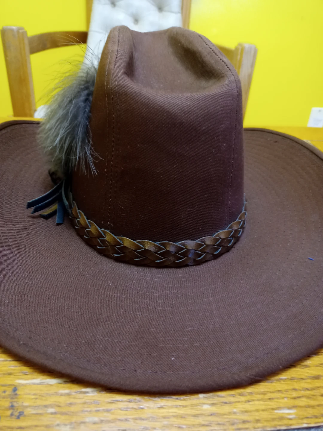 Brown Cowboy Hat with Feather Accent - photo 5