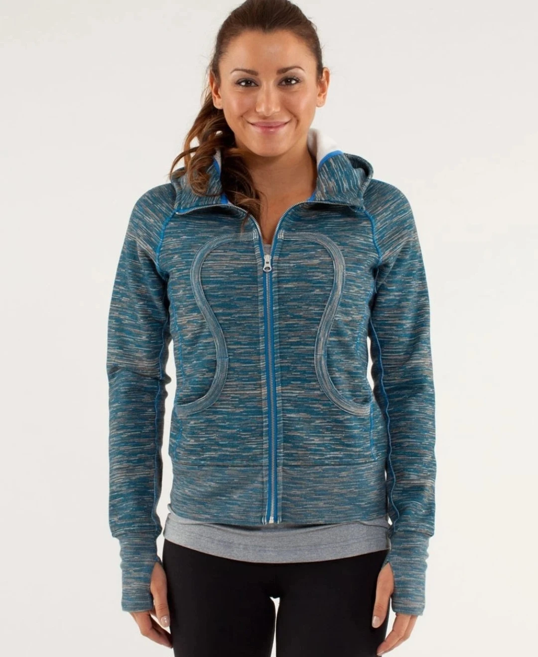Lululemon Hoodie Size 10 Scuba Full Zip Blue Stripe Hoodie