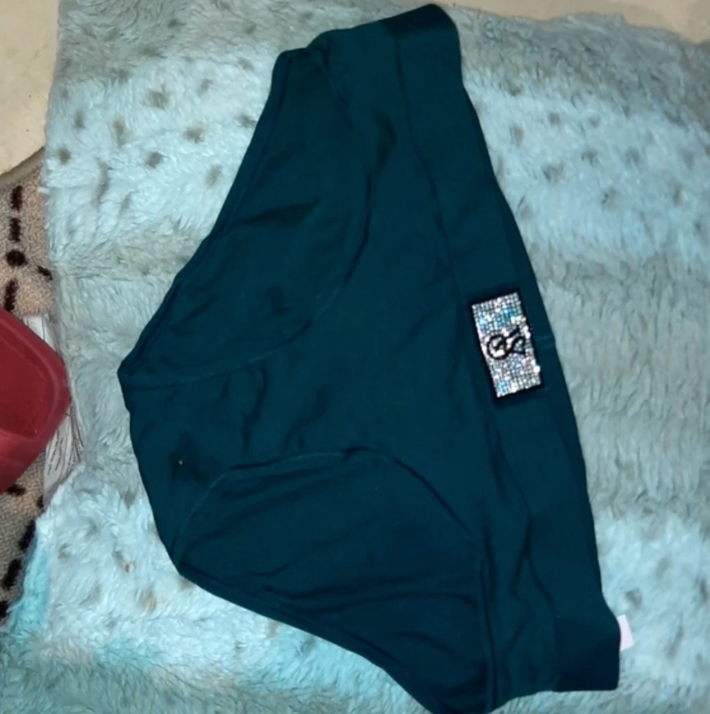 Victoria's Secret Dark Teal Panty Rhinestone Logo Small