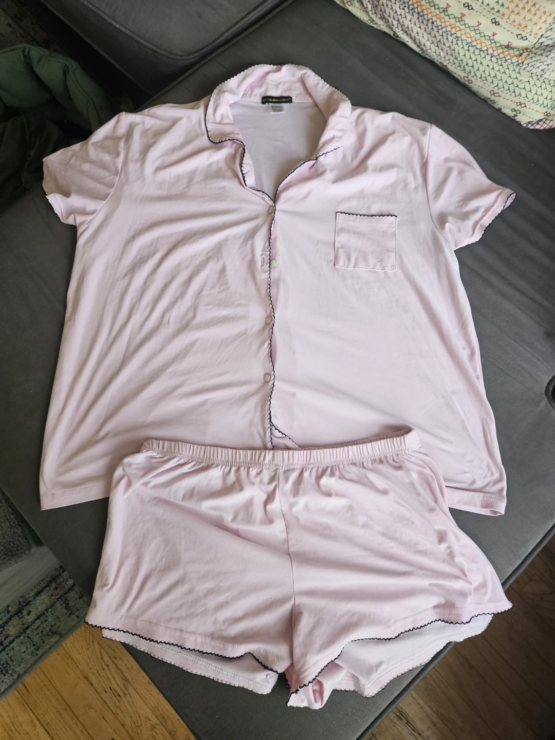 Pink Pajama Set - Shorts & Button-Up Top