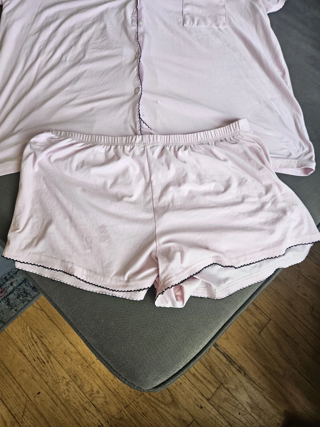 Pink Pajama Set - Shorts & Button-Up Top - photo 2