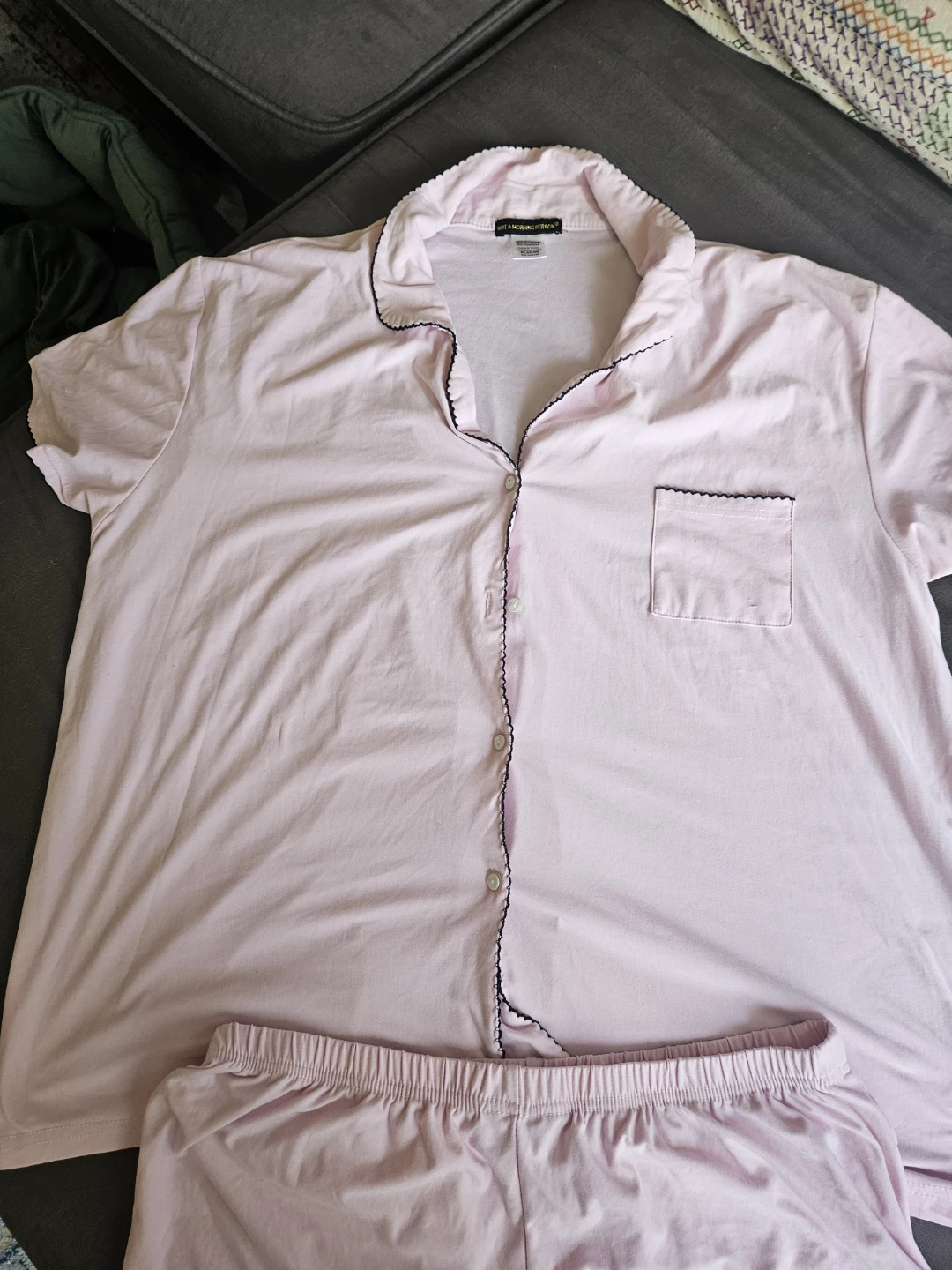 Pink Pajama Set - Shorts & Button-Up Top - photo 3