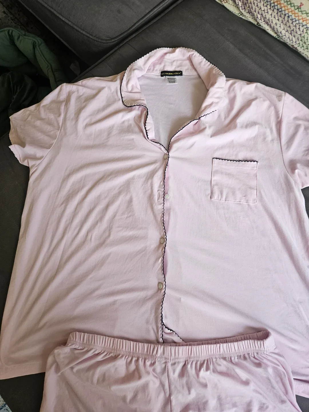 Pink Pajama Set - Shorts & Button-Up Top - photo 3