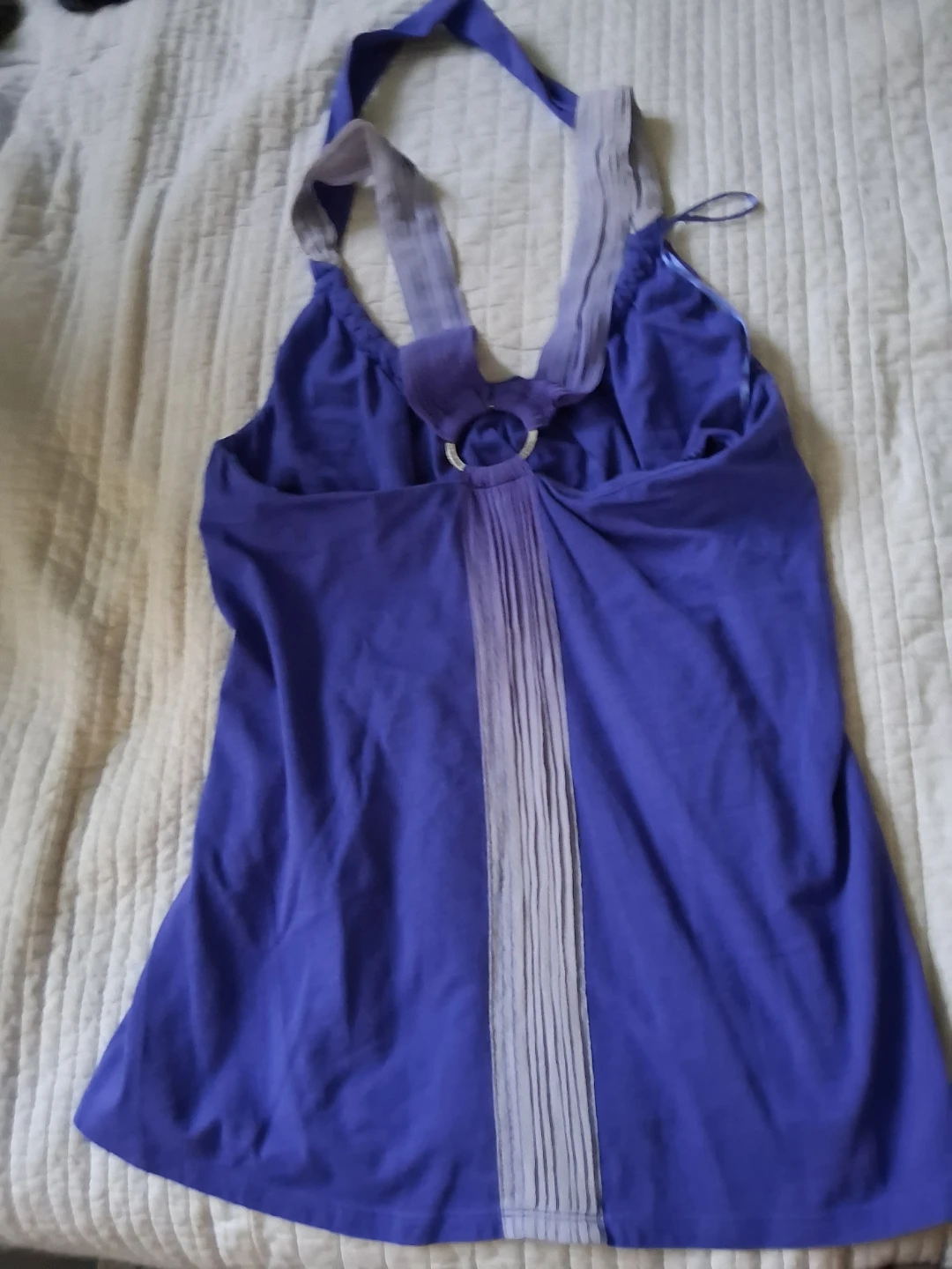 Armani Exchange Purple Halter Tank Top with Ring Detail