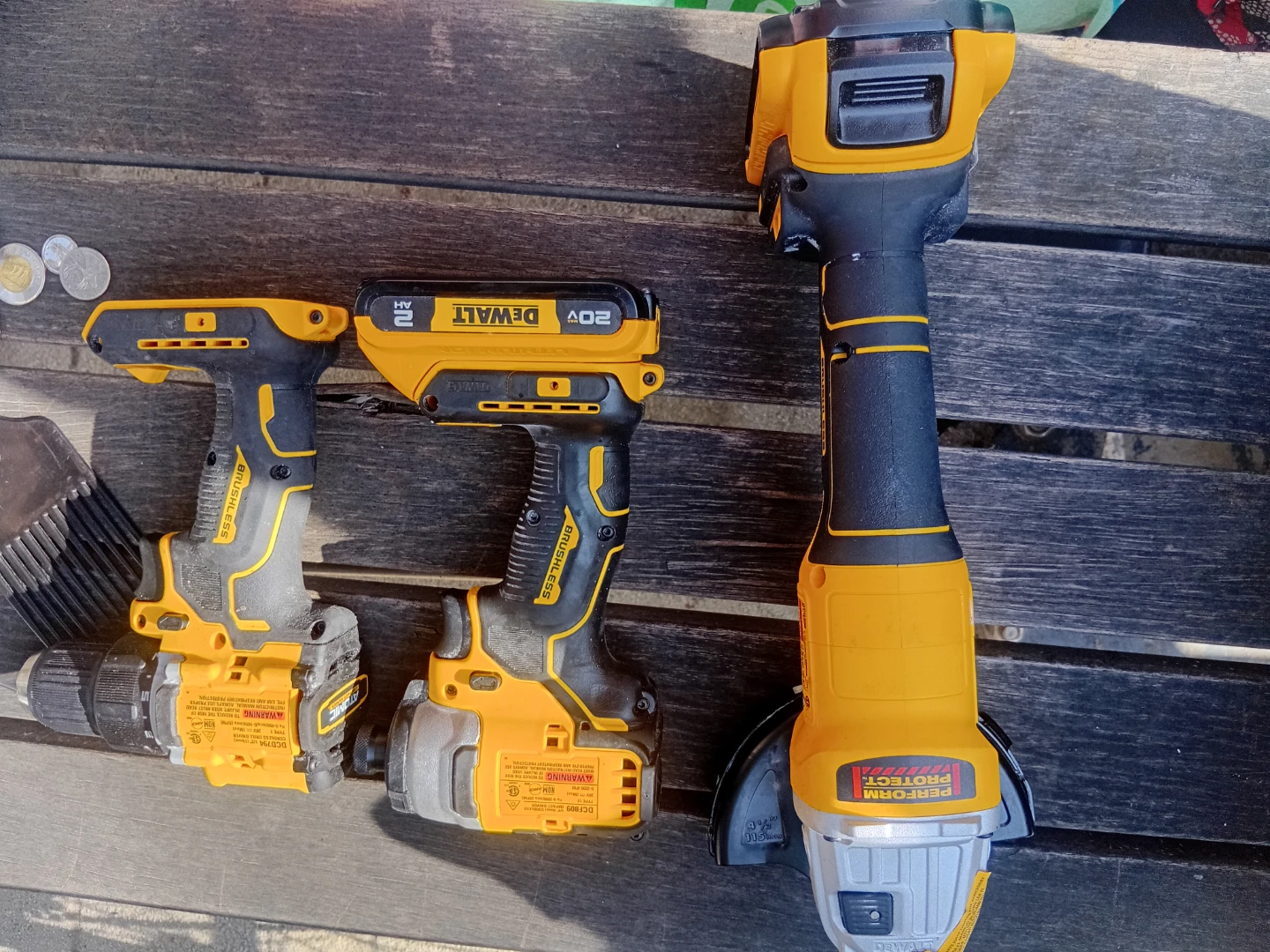 DeWalt 20V Brushless Impact Driver and Drill and Angle Grinder