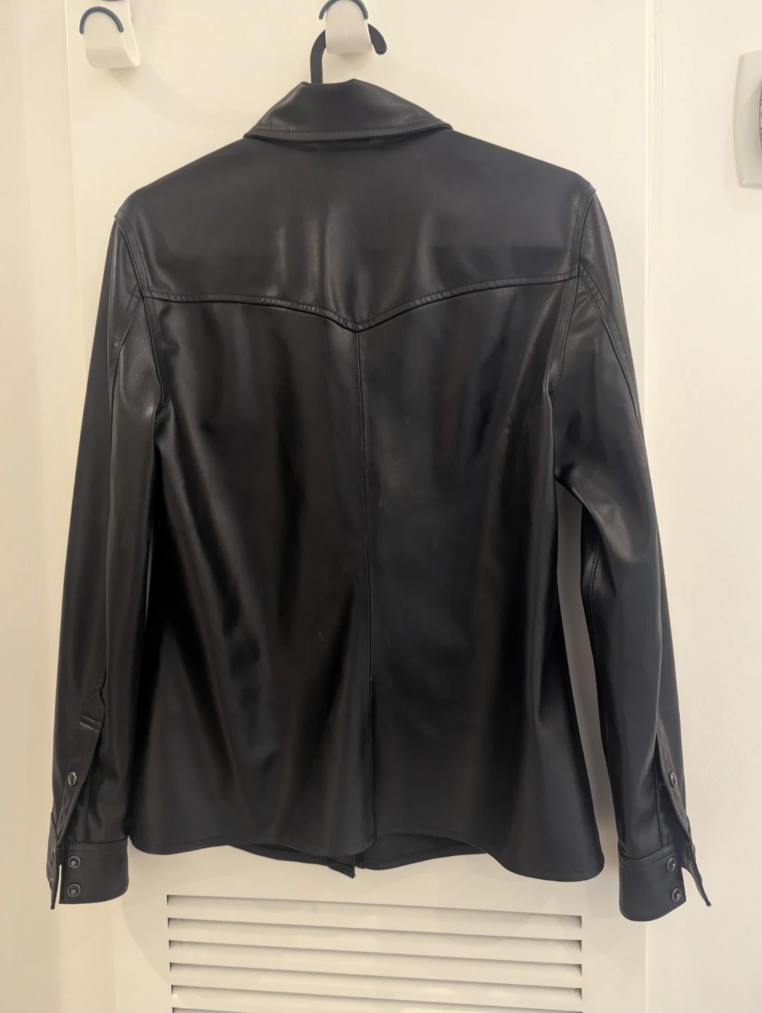 ALLSAINTS Black Faux Leather Western Shirt - photo 3